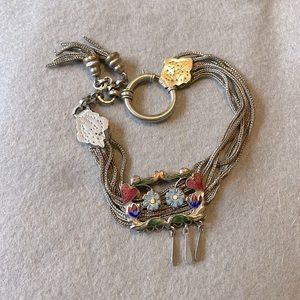 Silvertone enamel Ottoman Style Slide Bracelet